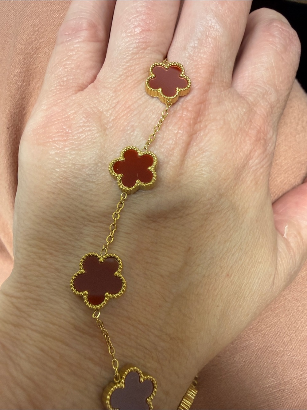 18k Gold-plated Deep Red Flower Bracelet